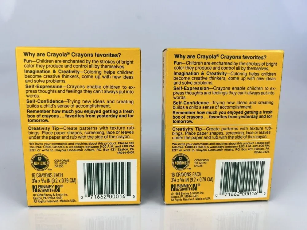 New Rare Vintage Crayola Crayons Unused 16 Count Boxes No 16 Binney & Smith 1988